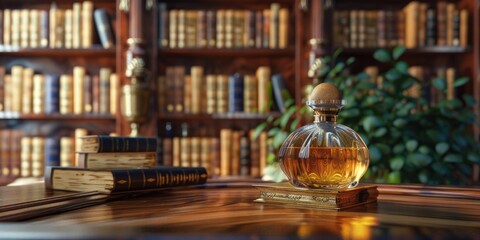 Naklejka premium Perfume on wooden table