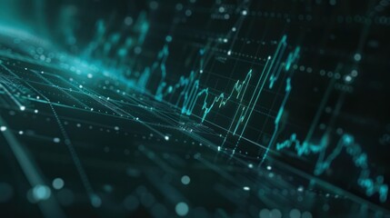 Abstract Data Visualization with Turquoise Lines