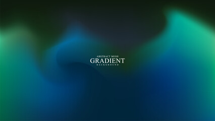 Abstract dark green and blue gradient mesh background. Vector illustration background. For card, banner, poster, social media, promotion background
