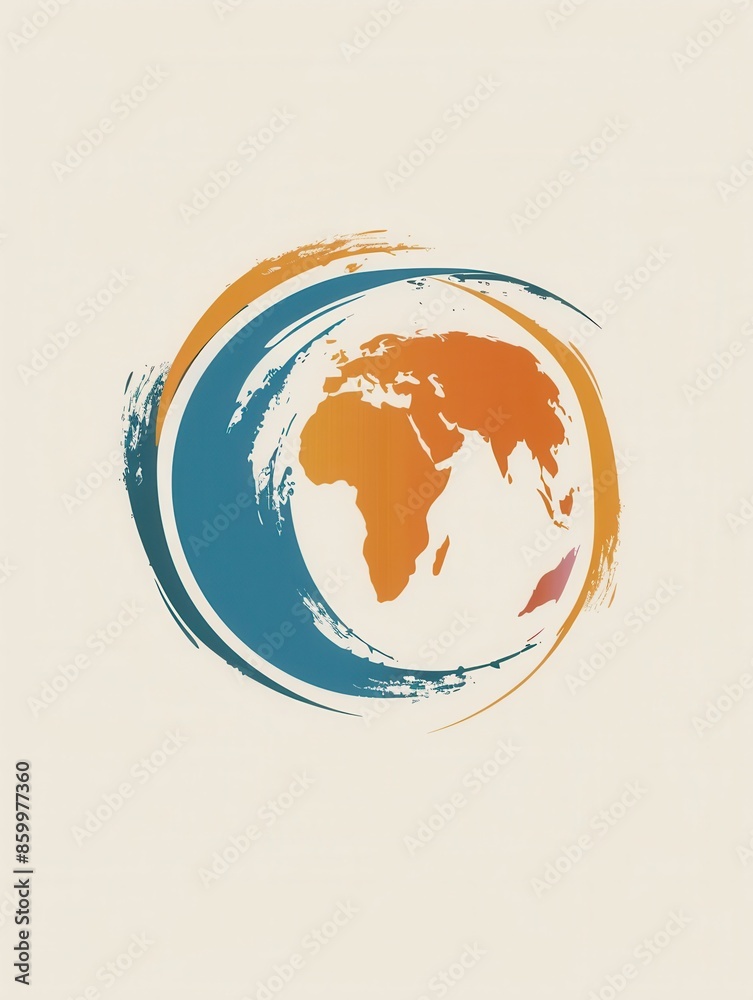 Poster a modern illustration of a globe with clean lines and brushstrokes. perfect for travel agencies and 