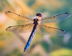Close up of a yellow dragonfly (Sympetrum vulgare) on a blurred background
