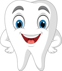 Illustration of cartoon happy tooth