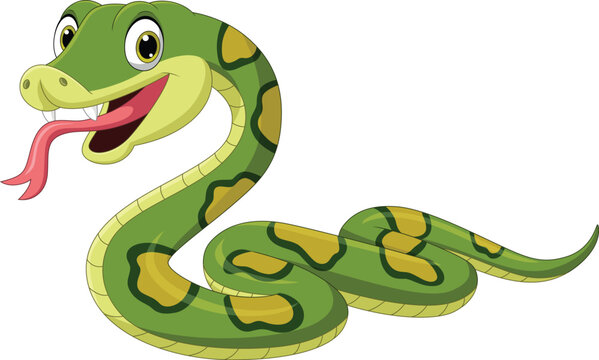Illustration of funny green snake