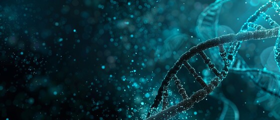 A cyan DNA genome poster with copy space