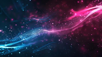 Fototapeta premium Dark abstract background with blue and pink light streaks