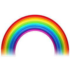A vibrant rainbow arc, isolated against a white background. The rainbow has seven distinct colors, with a smooth, curved shape. Generative AI
