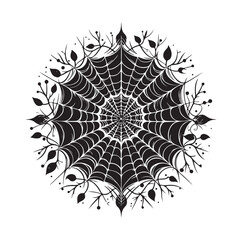 SPIDER NET SILHOUETTE VECTOR ILLUSTRATION