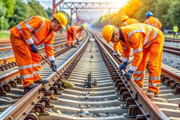 the worker is working on the railway