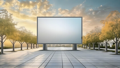 Public park billboard with space for advertisement Blank billboard ready for advertisement in a park empty bord
Scenic park featuring a large billboard mockup