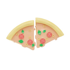 pizza slice 3d icon and illustration