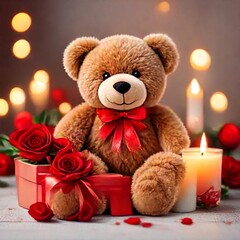 teddy bear with gift box