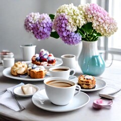 cup of coffee and flowers