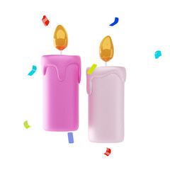 candle 3d icon and illustration