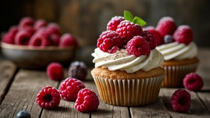  Delicious raspberry cupcakes ready to be savored