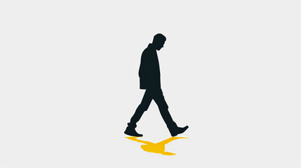 Obraz premium Minimalist Motion: Walking Silhouette. Generative AI