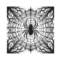 Fototapeta premium SPIDER NET SILHOUETTE VECTOR ILLUSTRATION