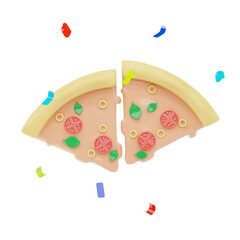 pizza slice 3d icon and illustration
