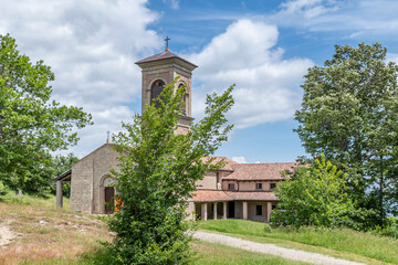 Naklejka premium The ancient Sanctuary of the Blessed Virgin of Consolation of Montovolo, Grizzana Morandi, Bologna, Italy
