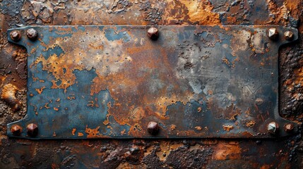 Vintage grunge rusty metal plate background with space for text or image