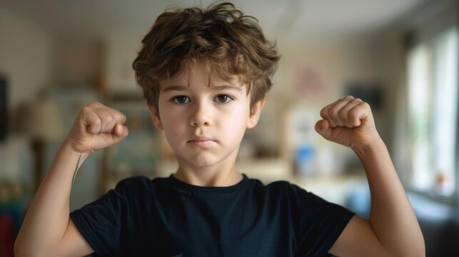 Young Boy with Determined Expression