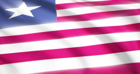 flag of Liberia. Liberian flag background. 4k 60FPS	