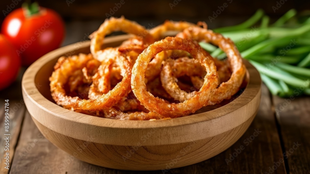 Sticker  Deliciously crispy onion rings ready to be savored