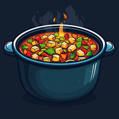 Vector_Pilchard_stew_with_heat_cartoon_vector_ic