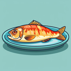Vector_Plaice_bake_with_heat_cartoon_vector_icon