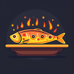 Vector_Plaice_bake_with_heat_cartoon_vector_icon