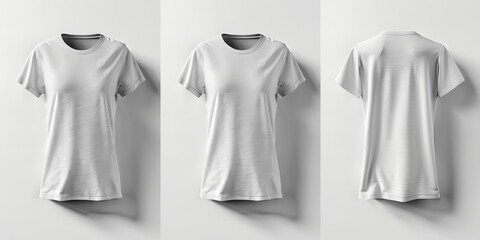 T-shirt mock-up isolated on white, featuring a trendy graphic tee design, ideal for fashion branding and clothing line presentations