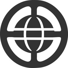 Globe logo. technology logo. A graphic depicting a stylized globe with intersecting lines, representing the interconnectedness of our world