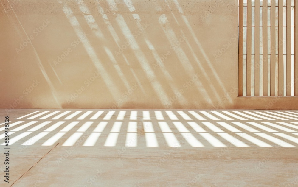 Poster Serene Light Patterns on Smooth Beige Concrete A Minimalist Scene Capturing Tranquility Before a Meeting