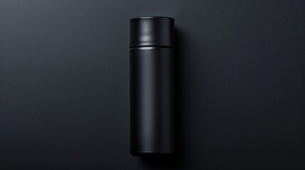 Deodorant gaz bottle in a stylish, matte finish, dark background providing a stark contrast, subtle light highlighting its contours and branding