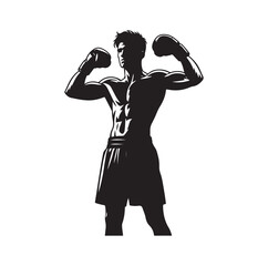 A boxer stand with pose silhouette illustration