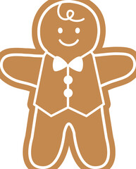 Holiday gingerbread man cookie icon