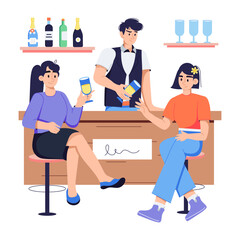 Modern flat style illustration of bar party 