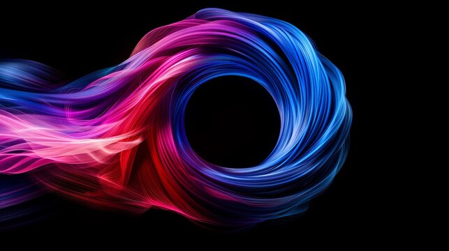 Dynamic swirls of vibrant red, blue, and purple lines on a dark backdrop, forming a striking abstract digital artwork with a futuristic vibe