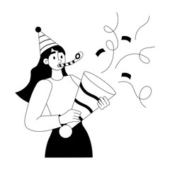 Latest glyph illustration of party popper celebration 