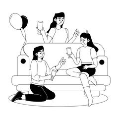 Grab this glyph illustration of girls party 