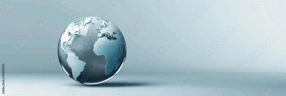 Poster A simple and clean image of a globe, showcasing the continents in a minimalist style, ideal for travel agencies and global travel companies. Generative AI