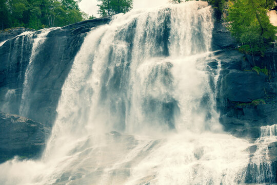 The Furebergfossen Waterfall. Beautiful nature of Norway