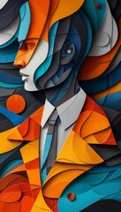 Colorful abstract art of a person with vibrant shapes, illustrating a creative and dynamic visual composition.