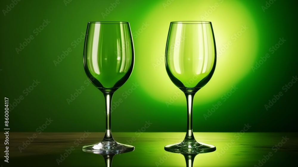 Poster  Elegant wine glasses on a table ready for a toast