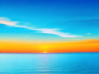 Fototapeta premium Fantasy vibrant panoramic sunset sky - Gradient rich colors - ethereal dreamy summer sunset or sunrise sky. Uplifting and peaceful sky. - blue, orange, yellow vibrant rich colors