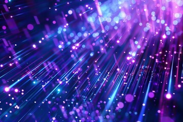 Fototapeta premium Purple and blue light streaks with Digital Technology text
