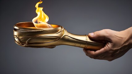 hand clutching an Olympic gold torch