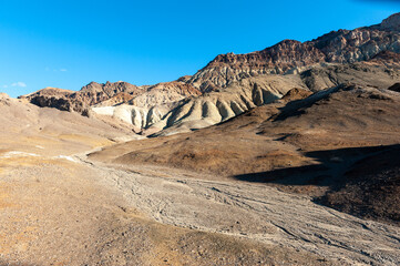 Exterior of the landscape near the artists palette drive, in Death Valley National Park.