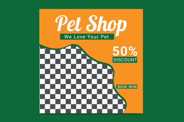 Pet shop social media post design pet Instagram template
