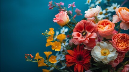 A beautiful bouquet of red and yellow tulips in a garden