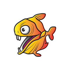 Piranha cartoon fish design vector and mascot symbol